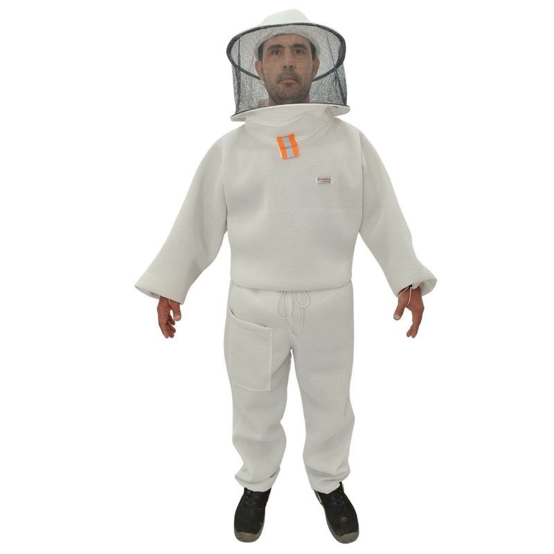Kit Conjunto Apicultor Caça, Jaleco, Capacete e Luvas Branco