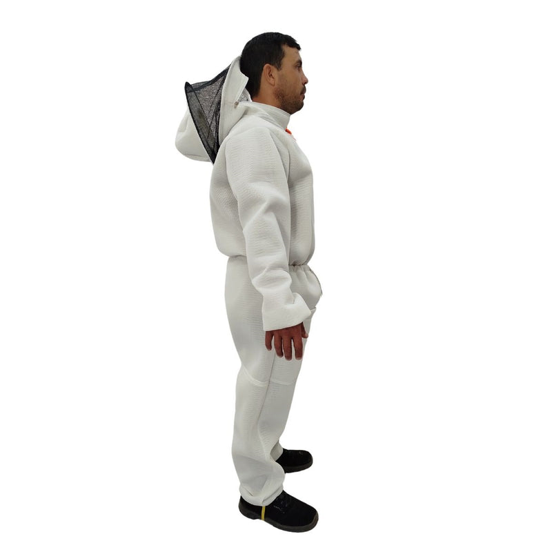 Kit Conjunto Apicultor Caça, Jaleco, Capacete e Luvas Branco