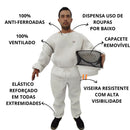 Kit Conjunto Apicultor Caça, Jaleco, Capacete e Luvas Branco