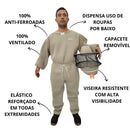 Kit Conjunto Apicultor Calça, Jaleco, Capacete e Luvas Cinza