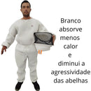 Kit Conjunto Apicultor Caça, Jaleco, Capacete e Luvas Branco